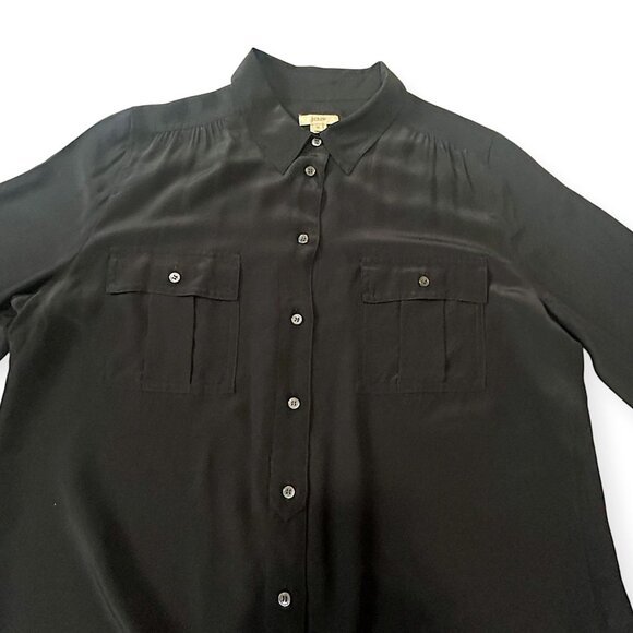 J. Crew‎ Silk Blythe Button Down Blouse,  Black,  Size 12 - Picture 6 of 11